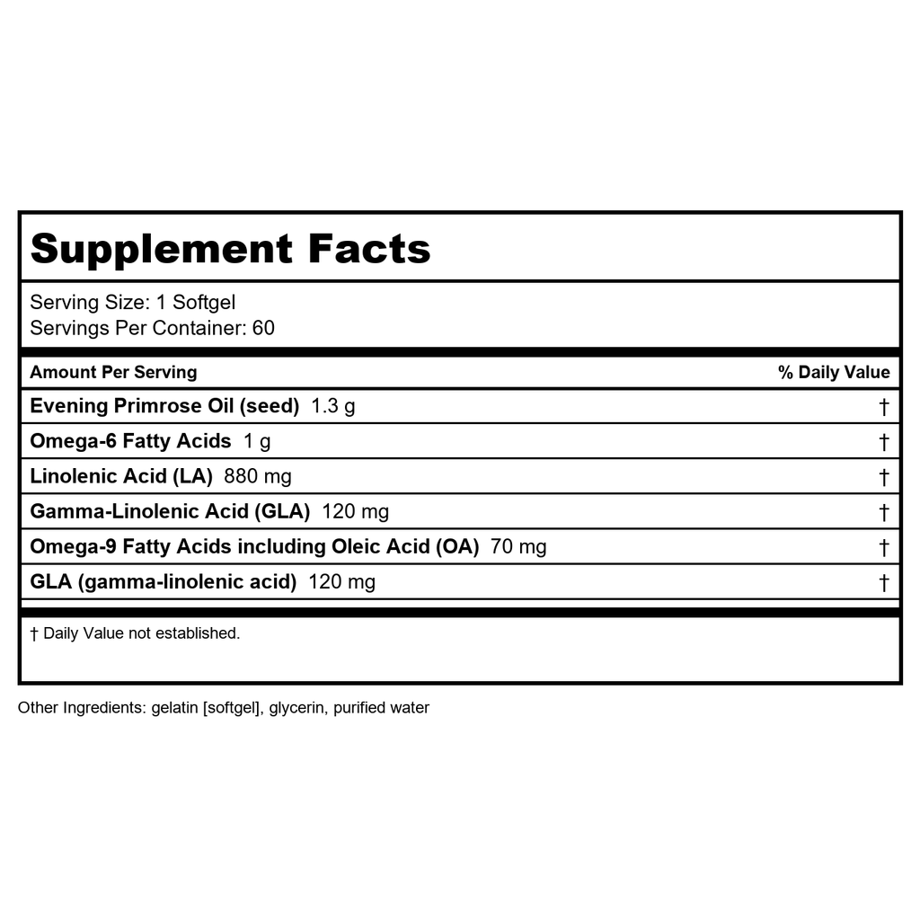Huile d'onagre Nature's Way, force maximale, pressée à froid, non raffinée, 1300 mg avec 120 mg d'AGL par portion, 60 capsules molles