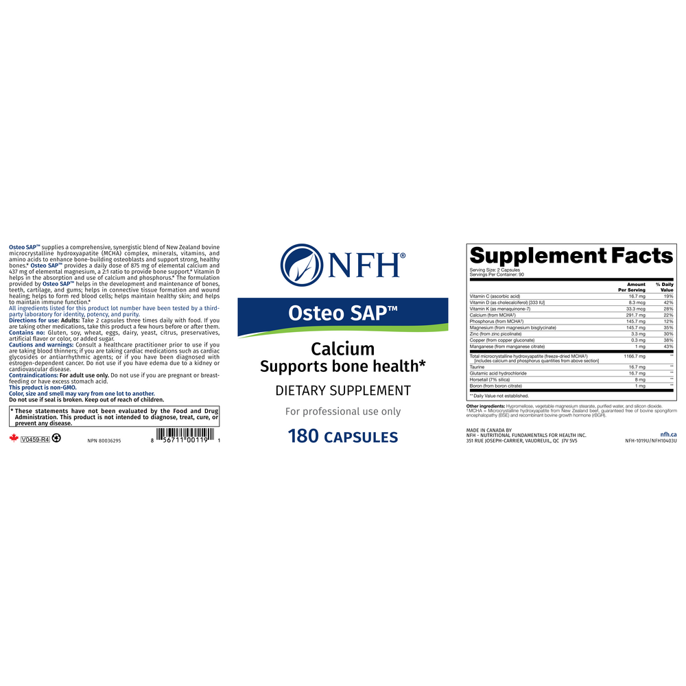 Nutritional Fundamentals for Health Ostéo SAP 180 capsules