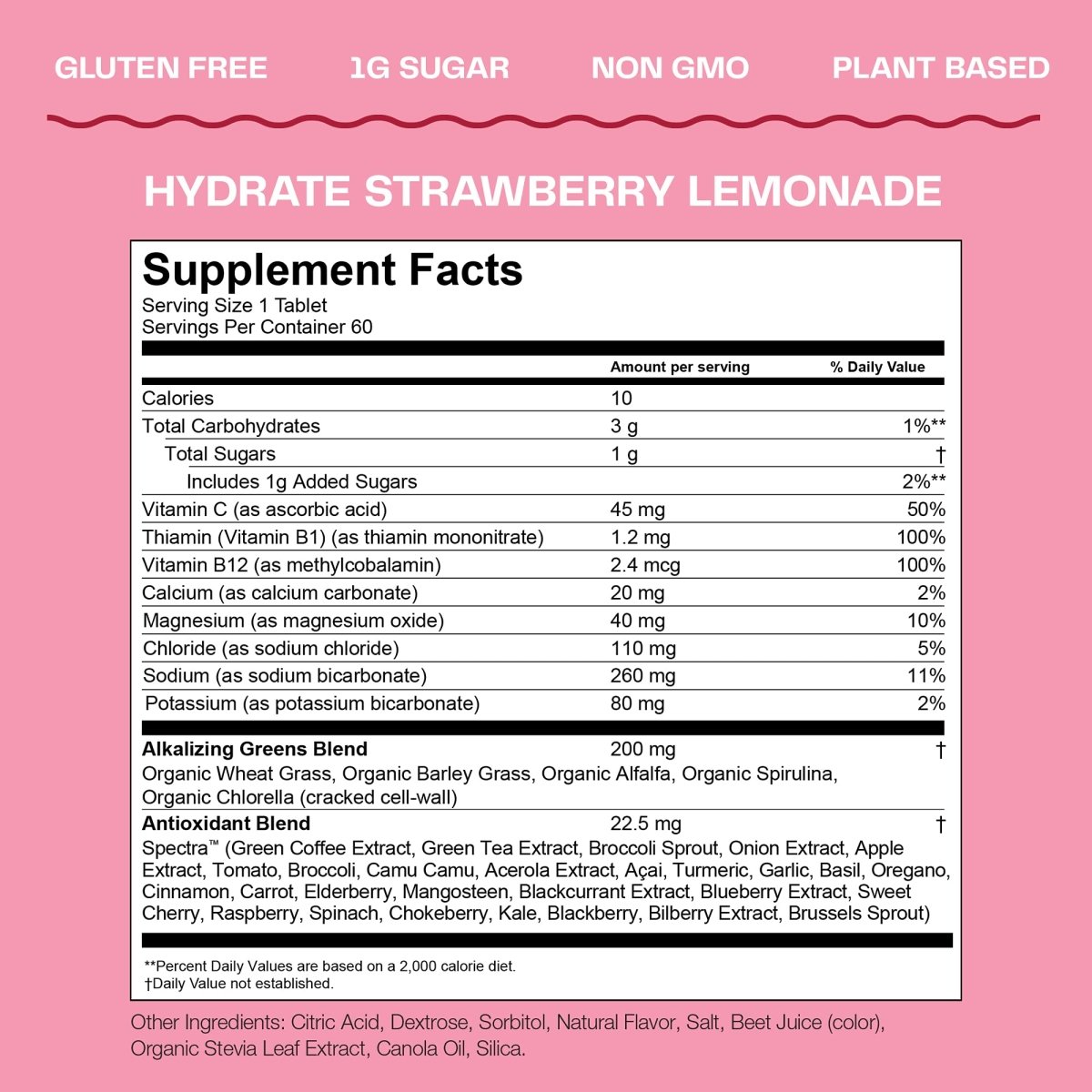 Amazing Grass Green Superfood Hydrate Fraise Limonade 10 Comprimés
