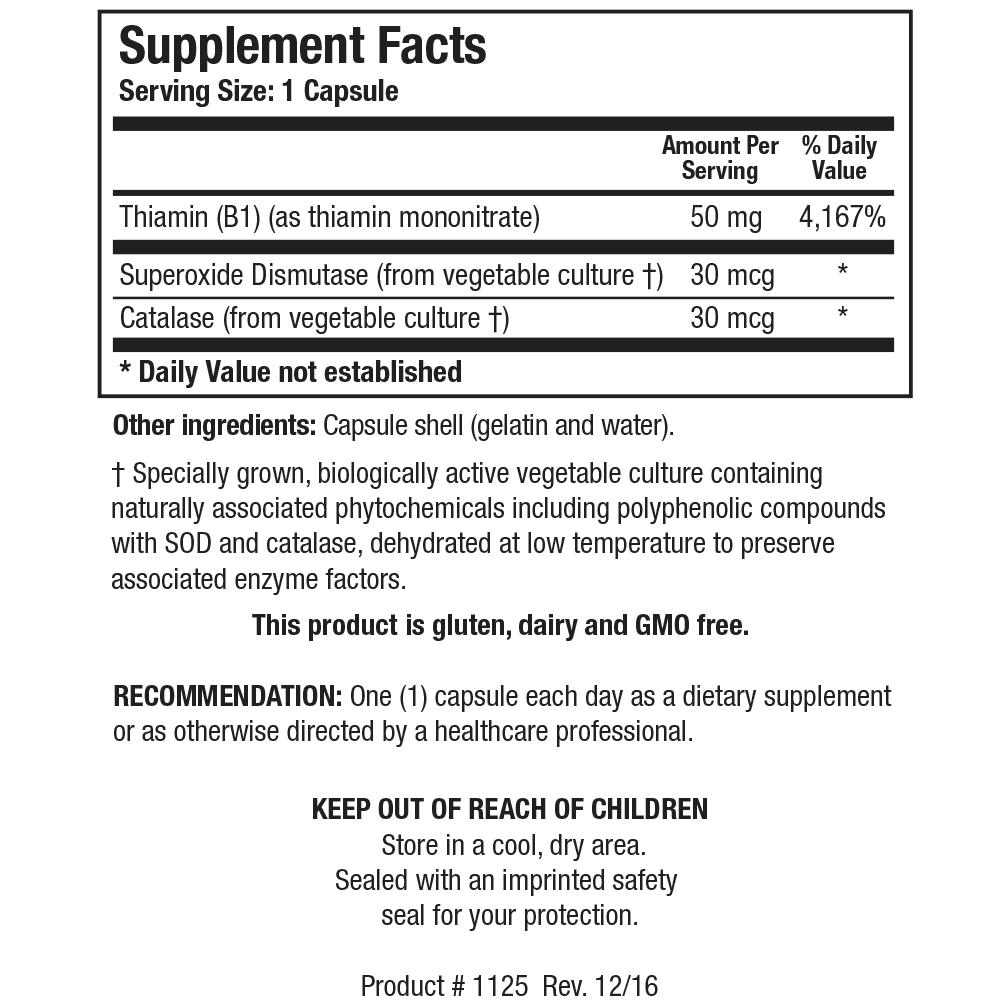 Biotics Research Thiamine 50 90 Gélules