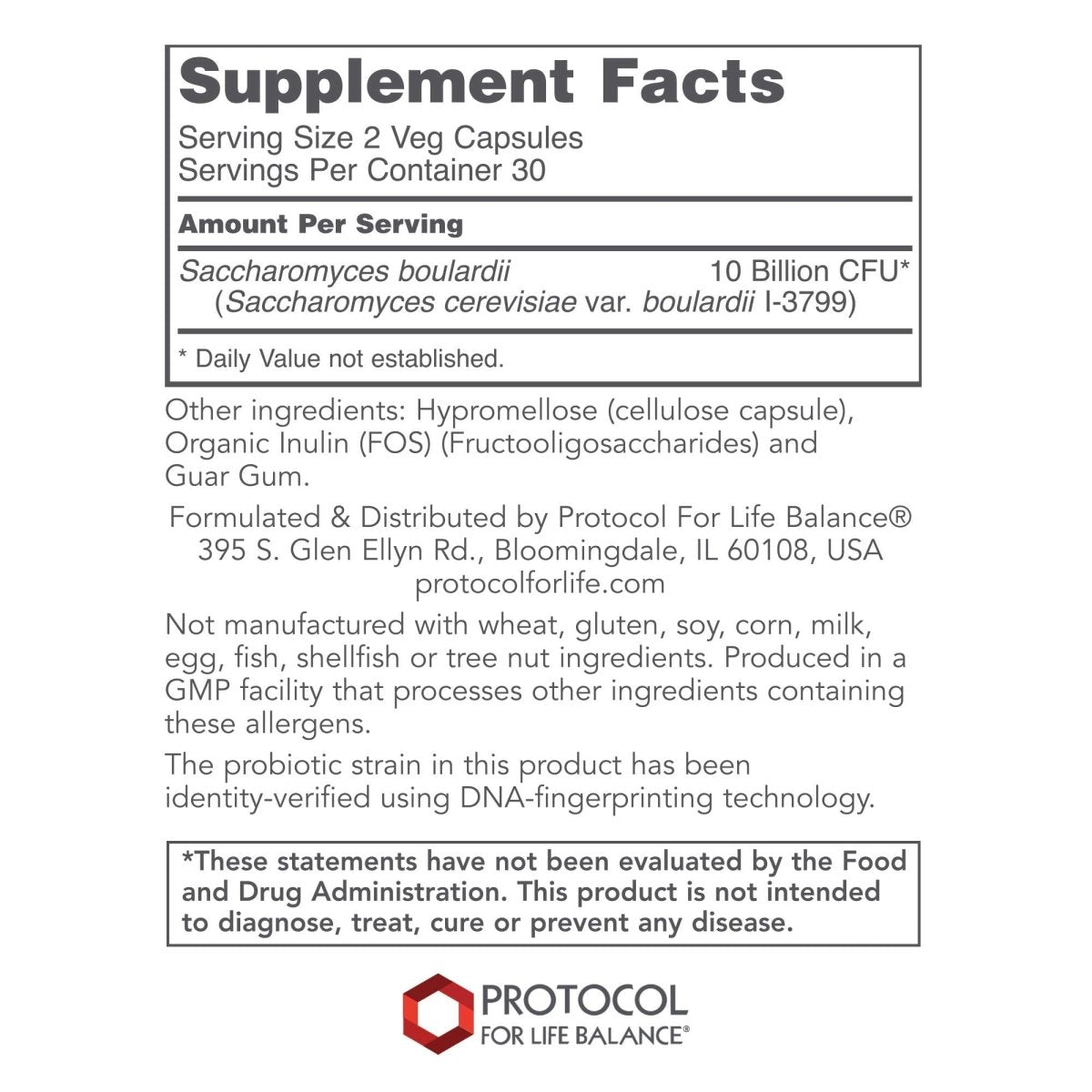 Protocol For Life Balance Saccharomyces Boulardii 60 gélules - P2933