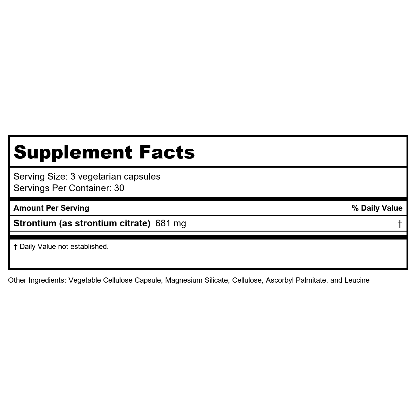Vital Nutrients Citrate de Strontium 227 mg 90 Vcaps
