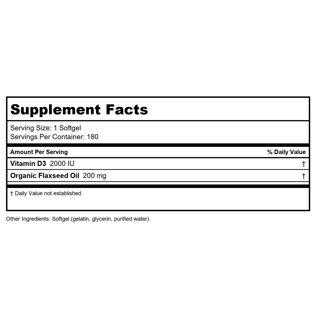 Bioclinic Naturals Vitamin D3 2000 IU 180 Softgels