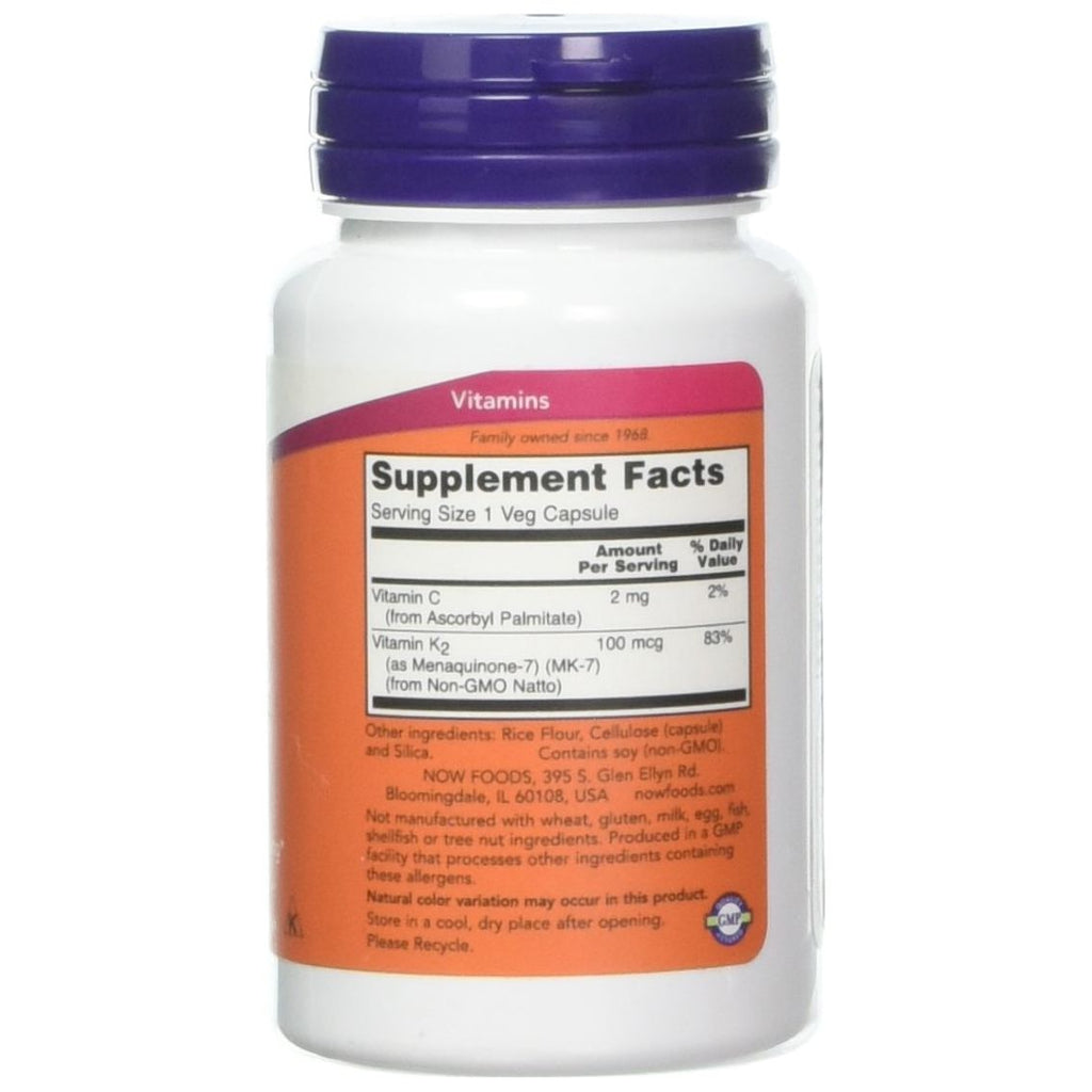 Now Foods Vitamine K-2 MK-7 100 µg 60 Vcaps - 0992