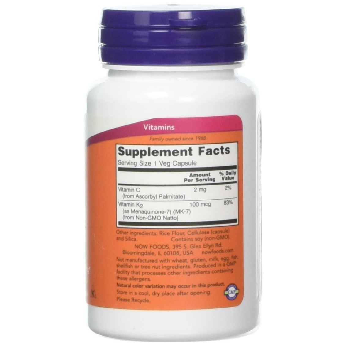 Now Foods Vitamine K-2 MK-7 100 µg 60 Vcaps - 0992