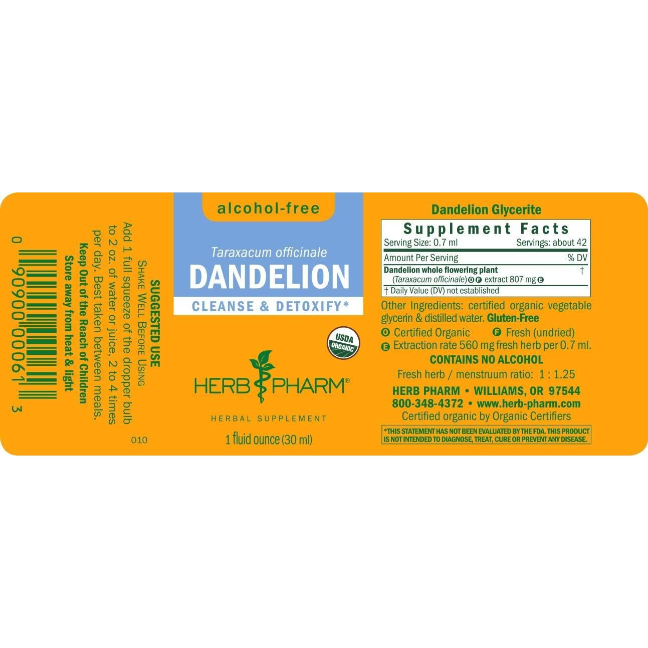 Herb Pharm Pissenlit Sans Alcool 30ml