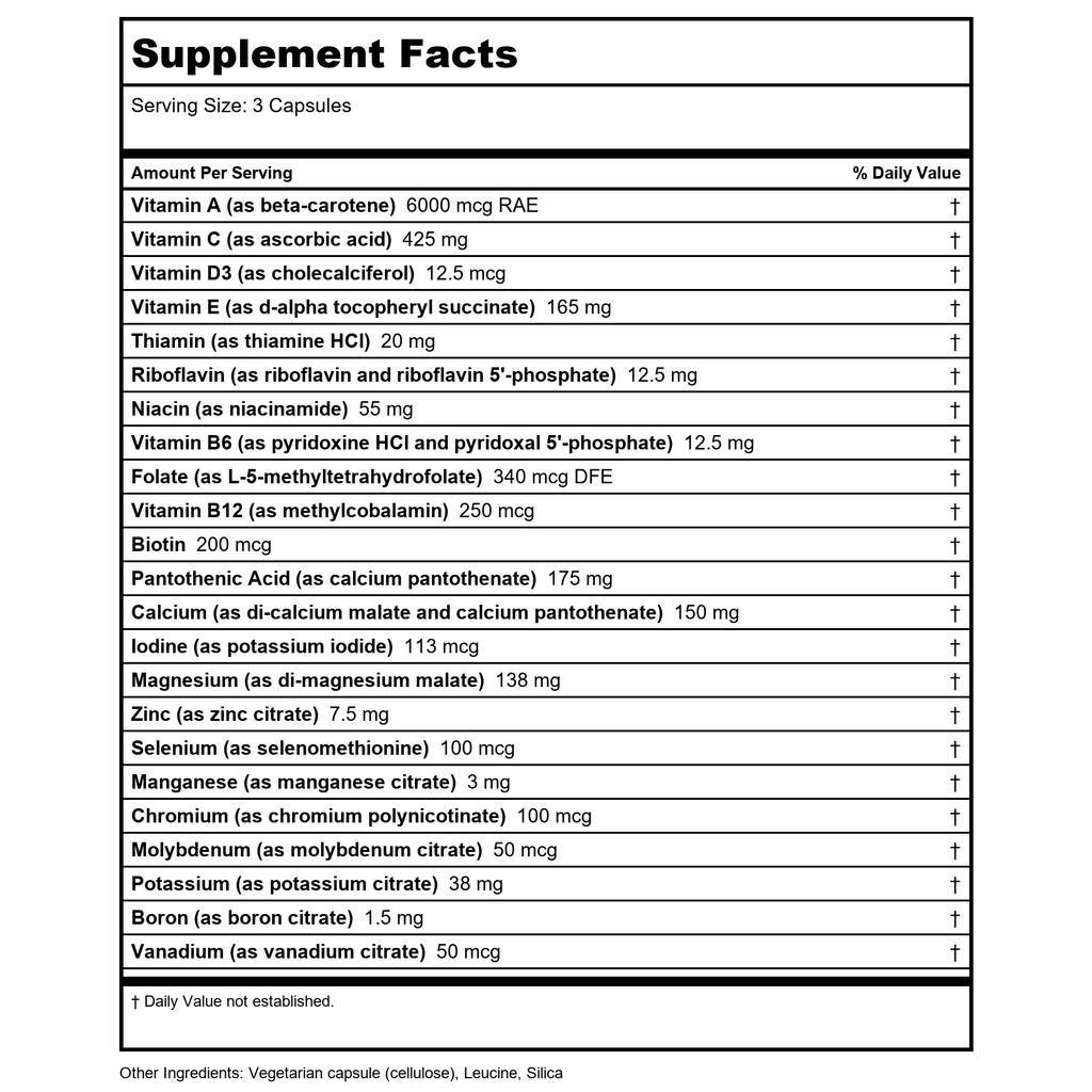 Vital Nutrients Multi-Nutrients 3 Formule Citrate Malate 180 gélules végétales
