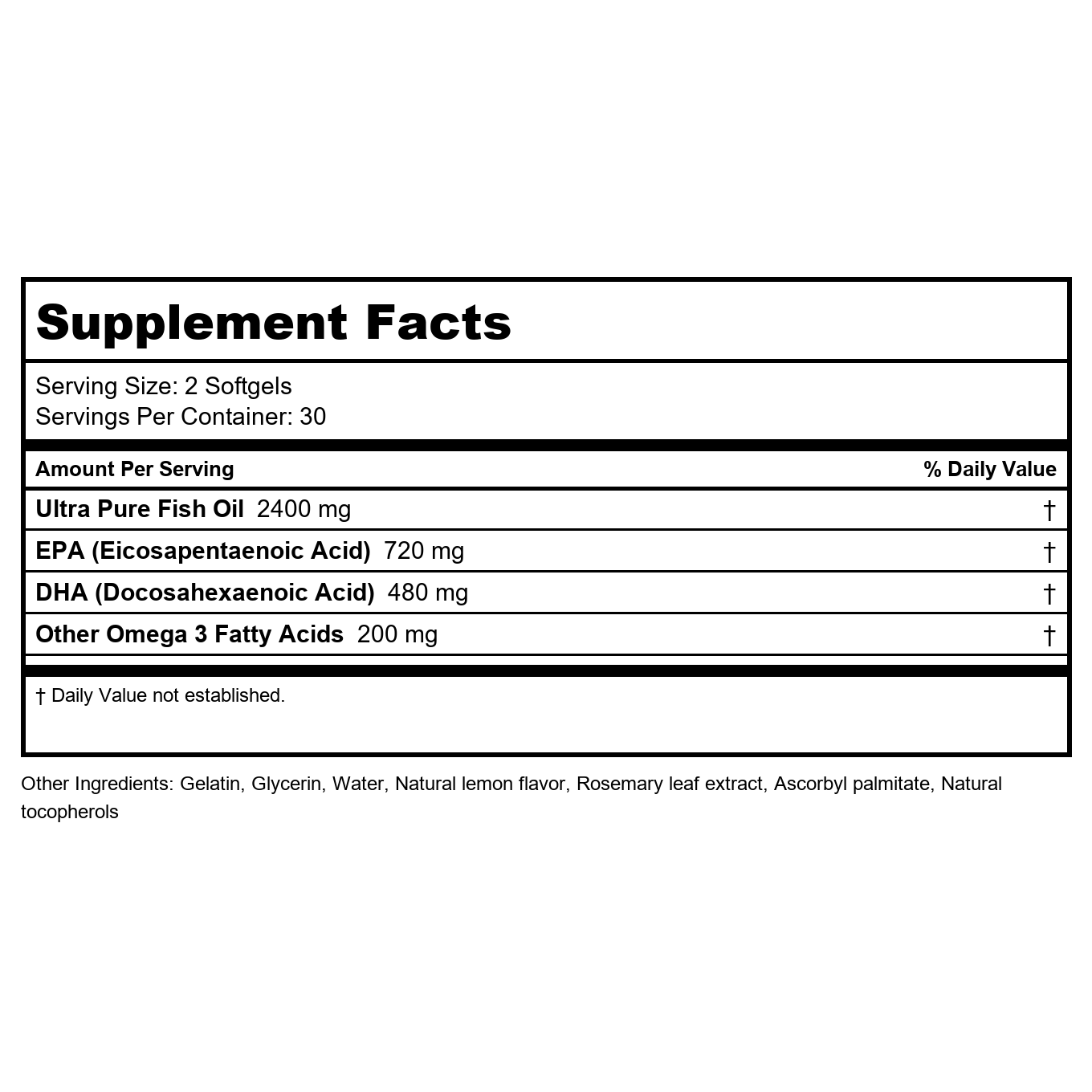 Vital Nutrients Huile de Poisson Ultra Pure 700 60 Gélules