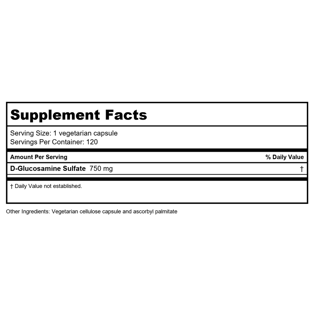Vital Nutrients Sulfate de Glucosamine 750mg 120 Vcaps