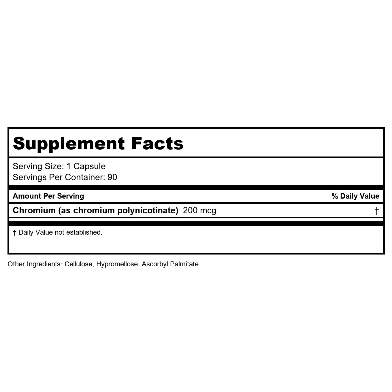 Vital Nutriments Chrome 200mcg 90 Vcaps