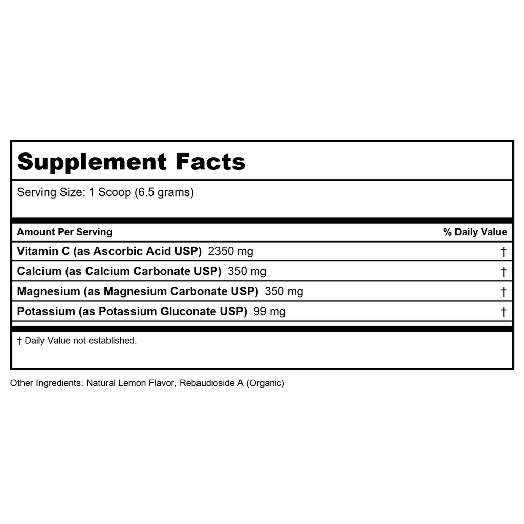 Poudre de vitamine C tamponnée au citron Ortho Molecular 300 grammes