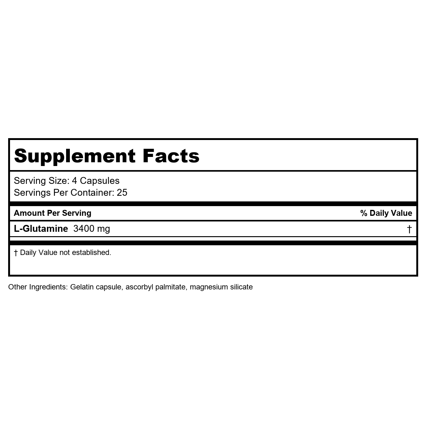 Vital Nutrients Glutamine 3400 mg 100 gélules végétales