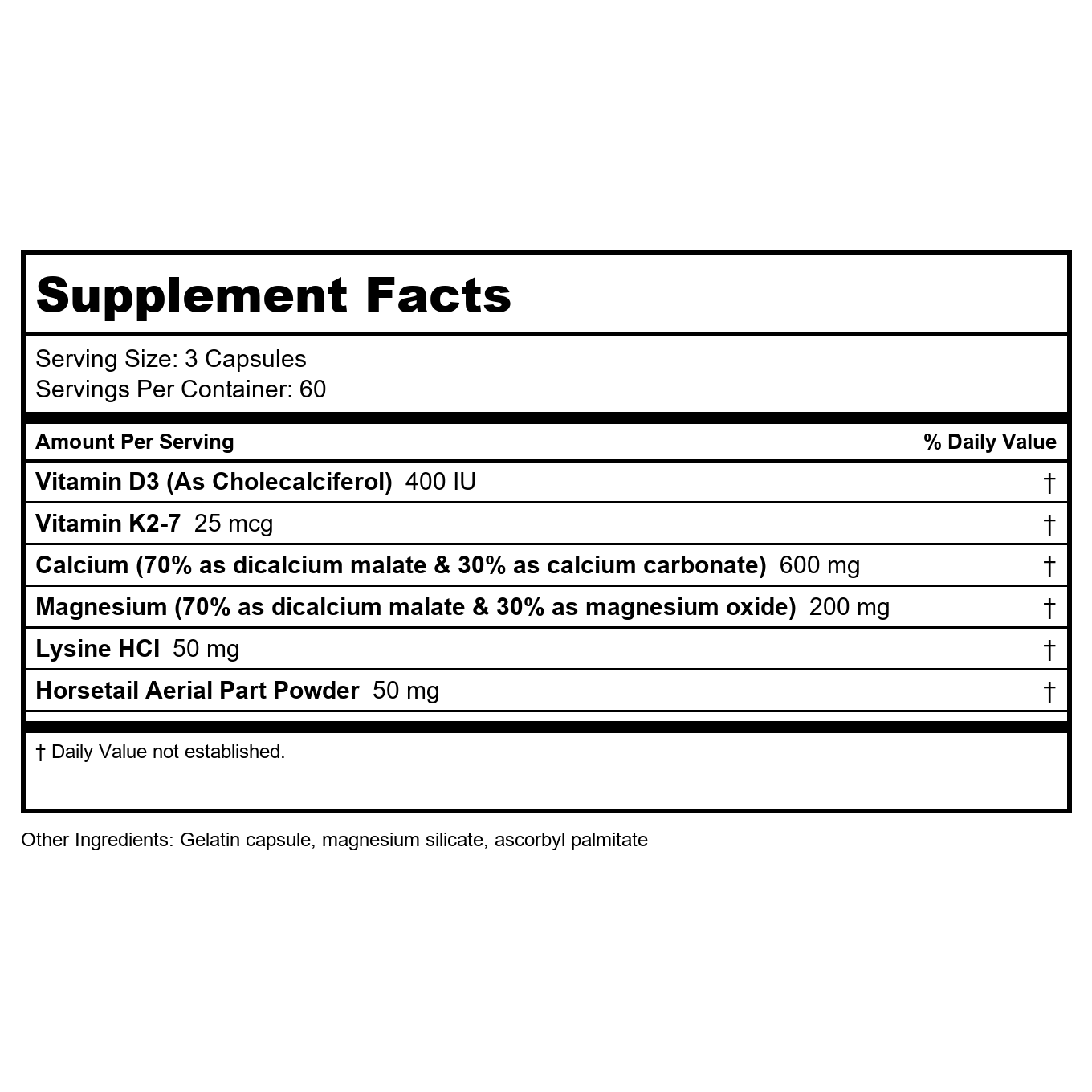 Vital Nutrients Ostéo-Nutriments avec vitamine K2-7 180 gélules