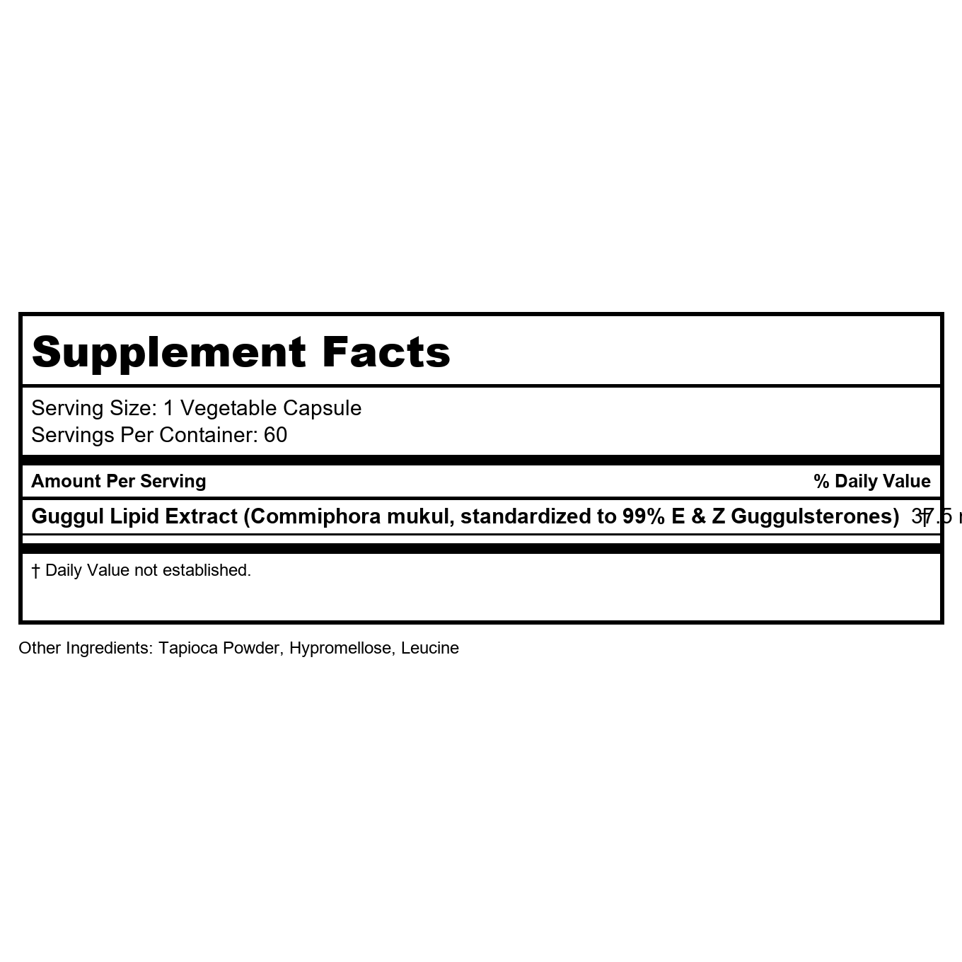 Guggul Vital Nutriments E&Z Extrait 99% 75mg 60 Vcaps