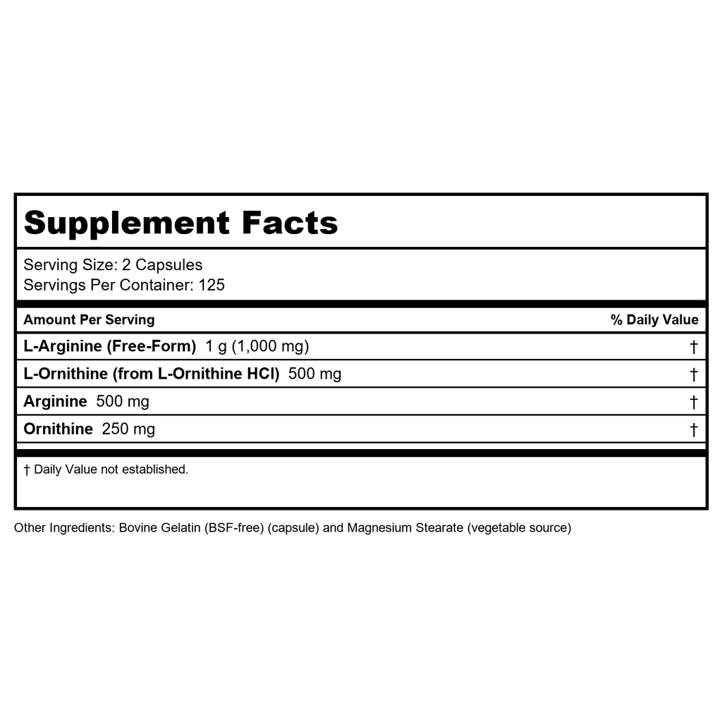 Now Sports Arginine & Ornithine 500 mg / 250 mg 250 végécapsules - 0042
