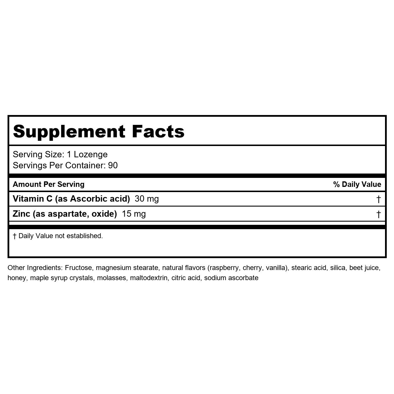 Rx Vitamins Pastilles de Zinc 15 mg 90 Unités