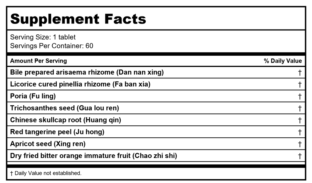 Kan Herb Traditionals Formule Dispersante de Pinellia 500mg 60 Comprimés