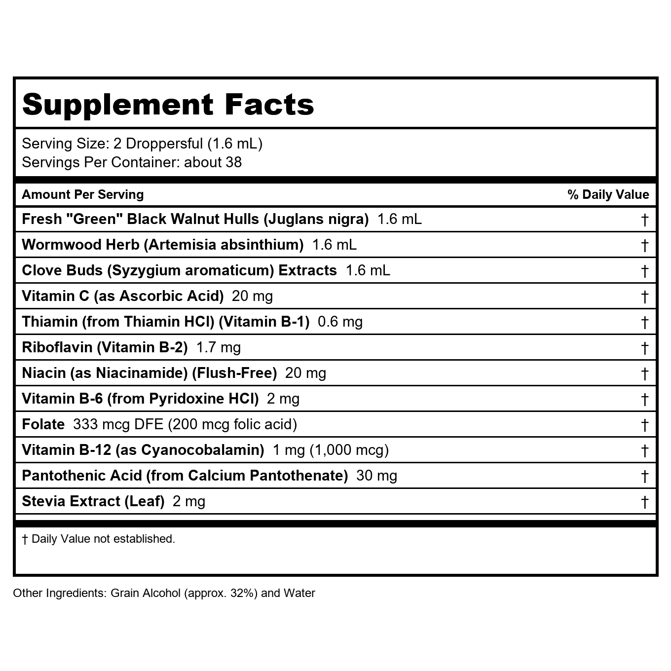 Now Foods Complexe Liquide Noix Vertes Noires et Absinthe 2oz - 4982