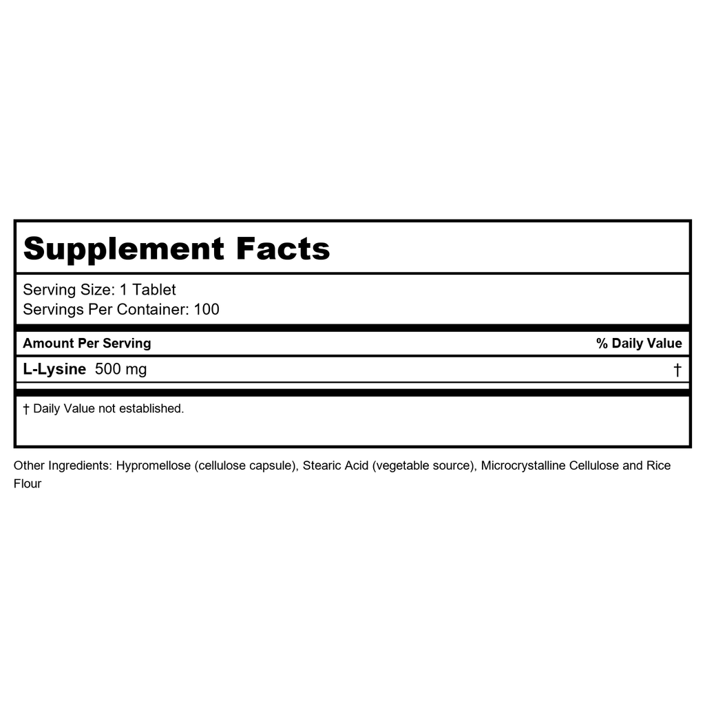 Now Foods L-Lysine 500 mg 100 Comprimés - 0100