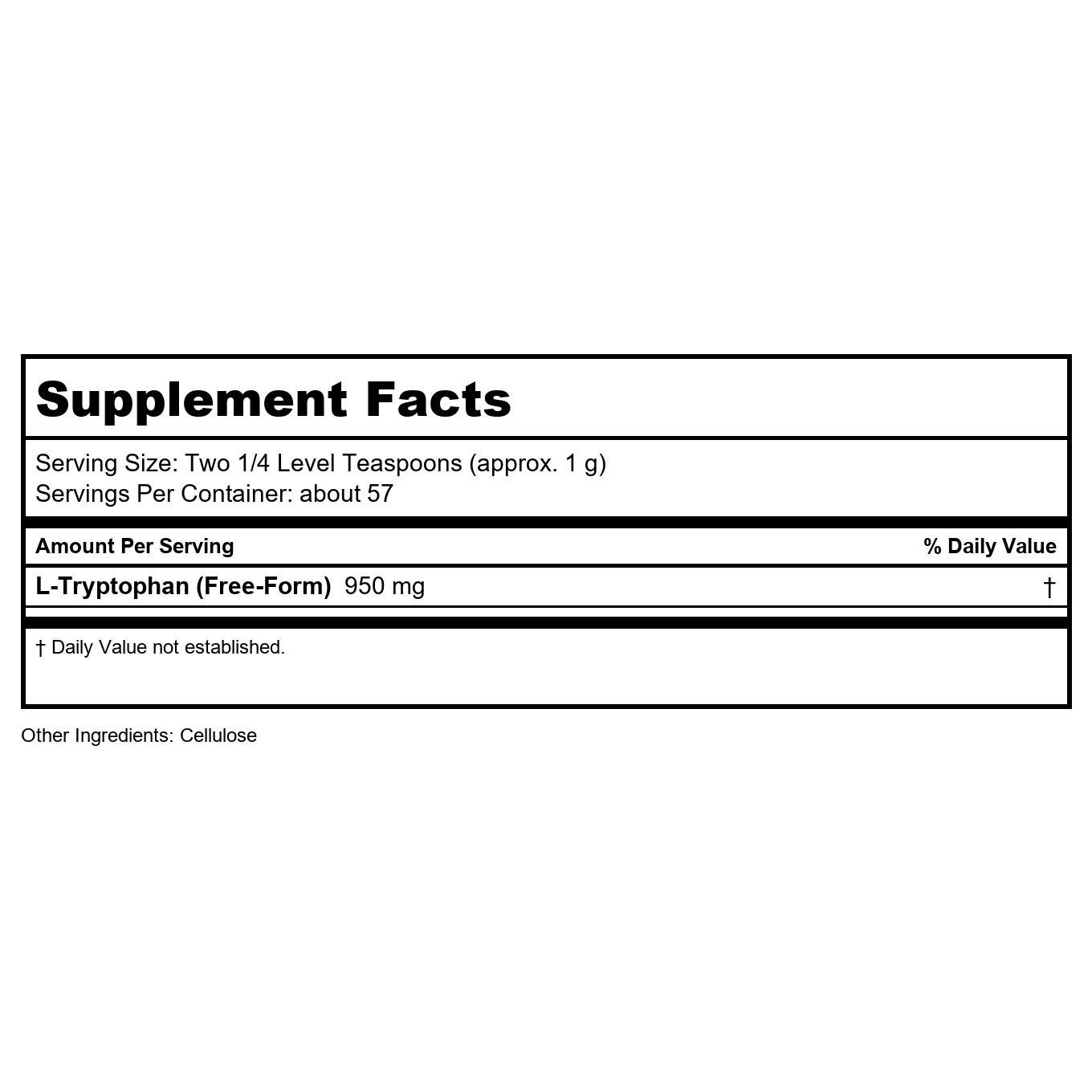 Now Foods L-Tryptophane en Poudre 57 g - 0263
