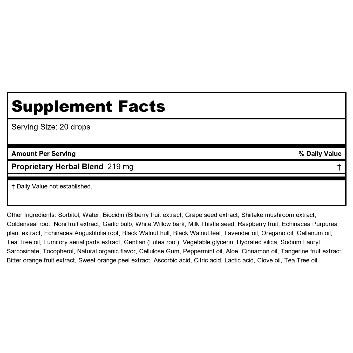 Biocidin Botanicals Biotonic Tonique Adaptogène 59 ml