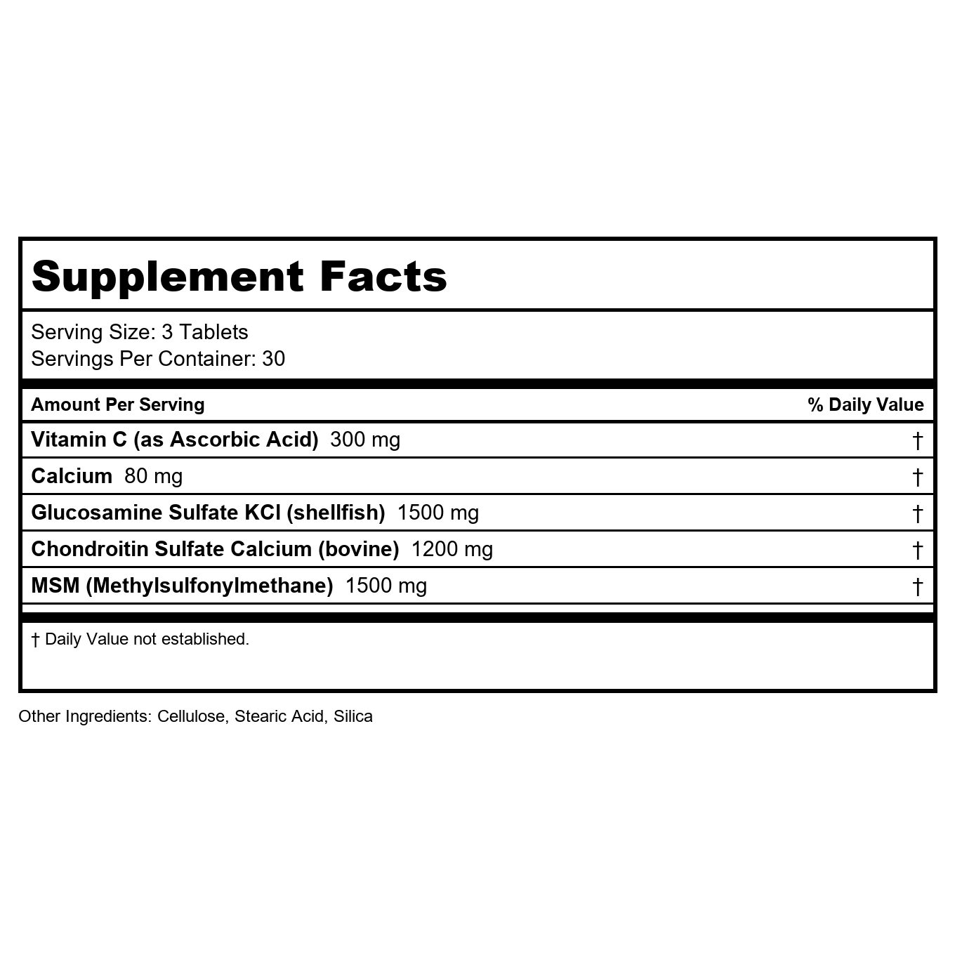 KAL MSM Glucosamine Sulfate 90 Comprimés