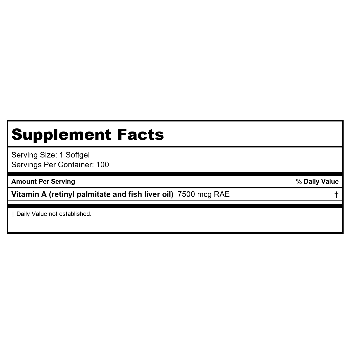 Klaire Labs Vitamine A 25000 UI 100 Gélules