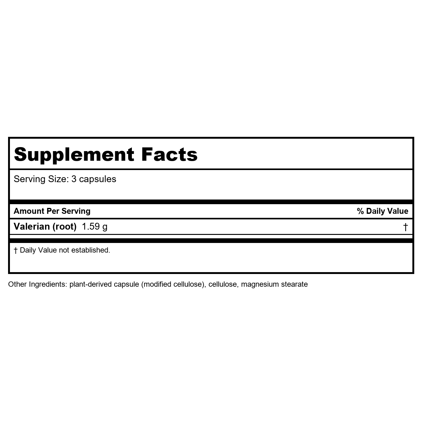 Vital Nutrients Racine de valériane 625 mg 60 gélules végétales