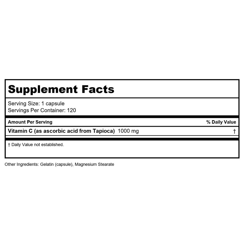 Ecological Formulas Vitamin C-1000 From Tapioca 120 capsules