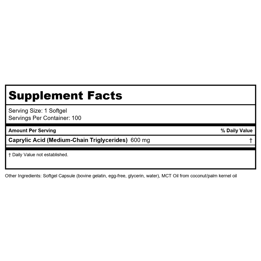 Now Foods Acide Caprylique 600 mg 100 Gélules Molles - 3347