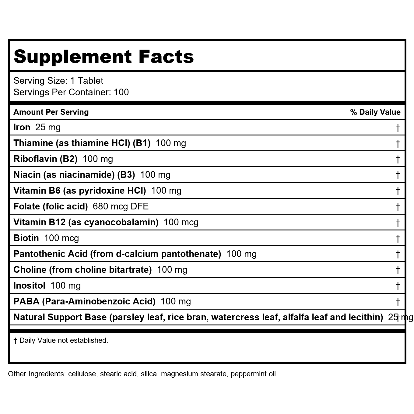 KAL Complexe de Fer + 25mg 100 Comprimés