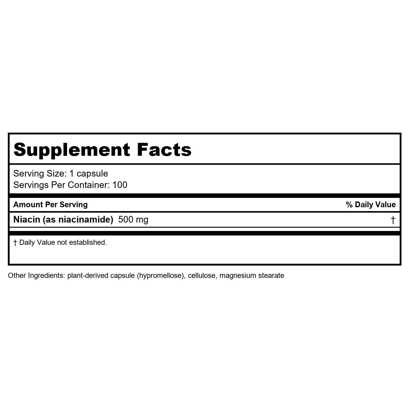 Niacinamide Nature's Life 500 mg 100 comprimés