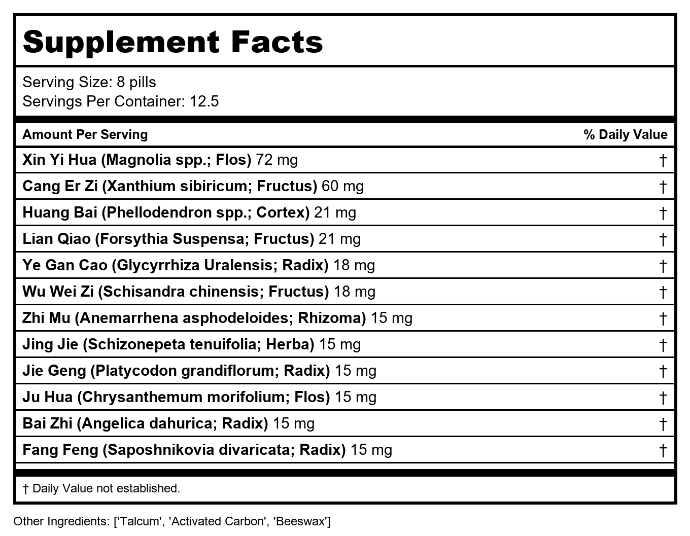 Nuherb Herbal Times Bi Yan Wan 100 pilules de thé