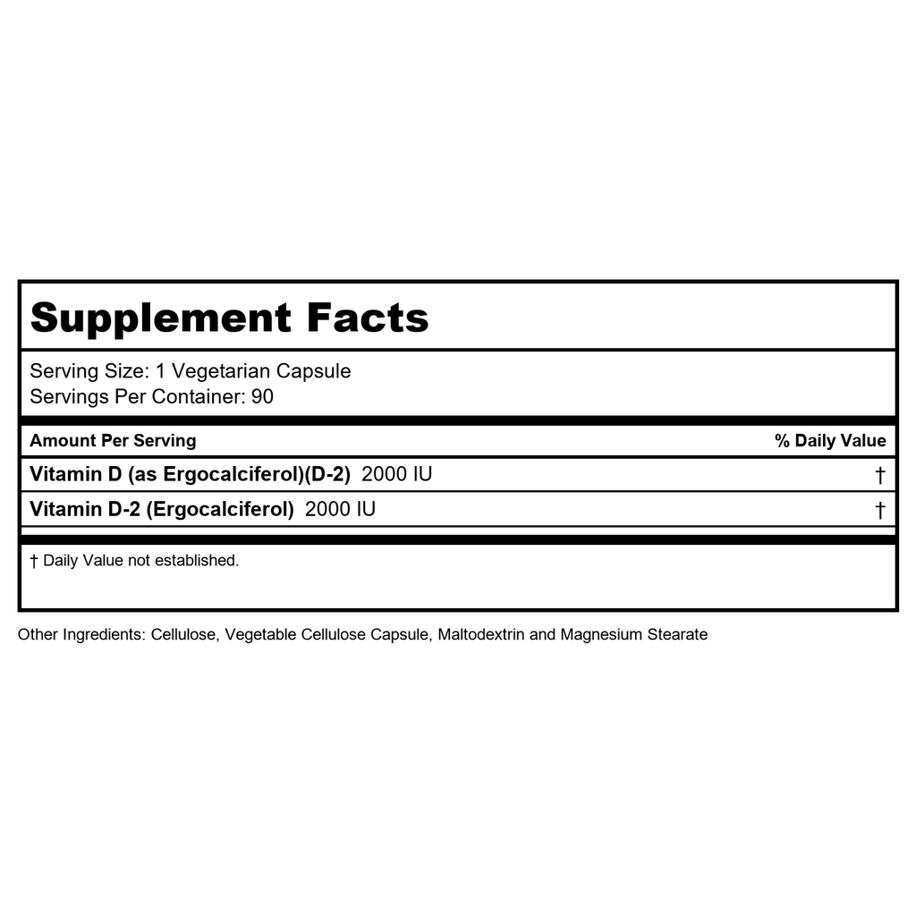 Nature's Life Vitamin D-2 2000 IU 90 Vcaps