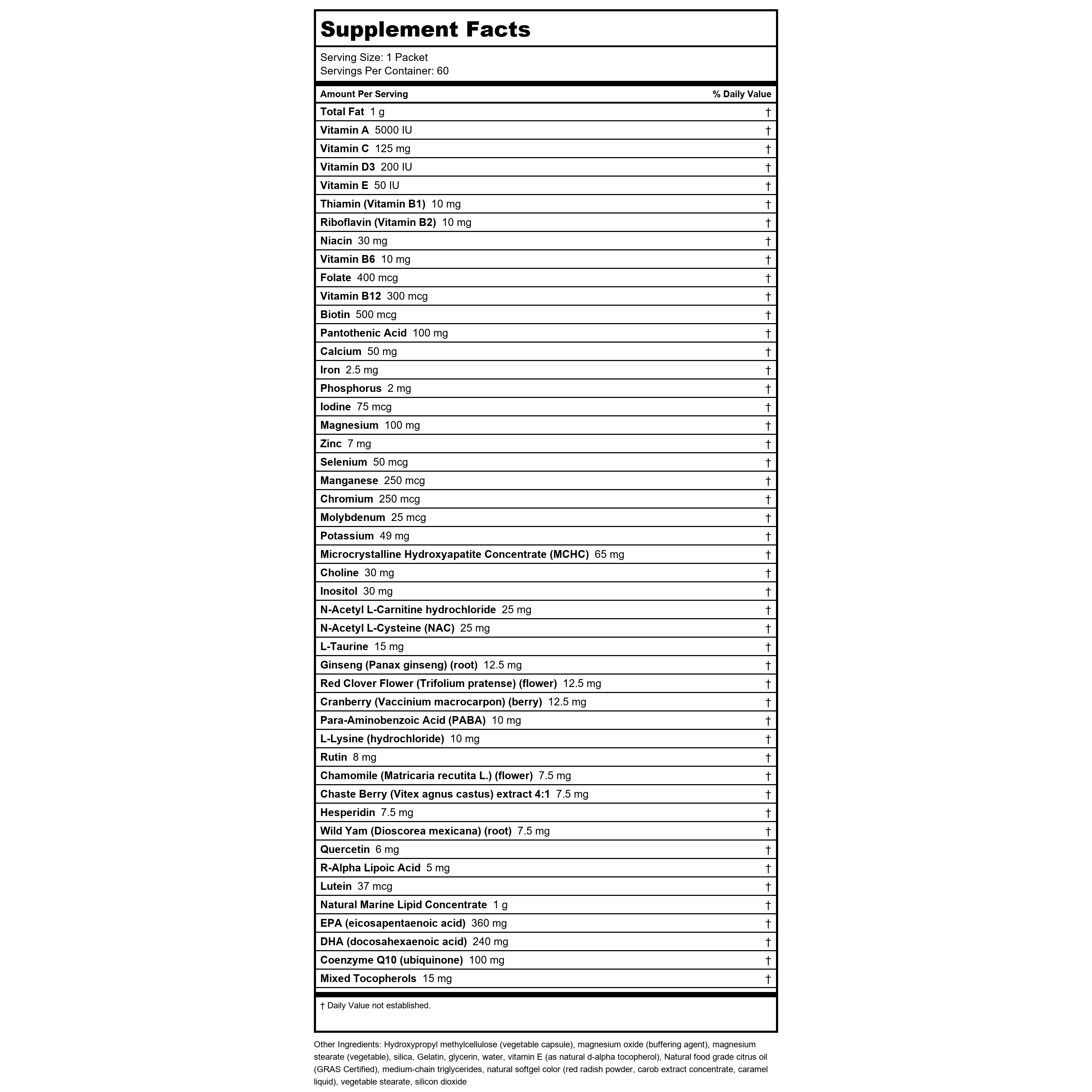 NuMedica Foundation Essentials pour femmes, 60 sachets
