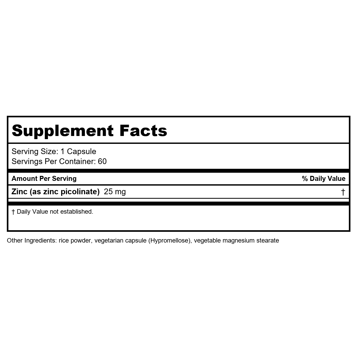 Karuna Zinc Picolinate 25mg 60 gélules végétales