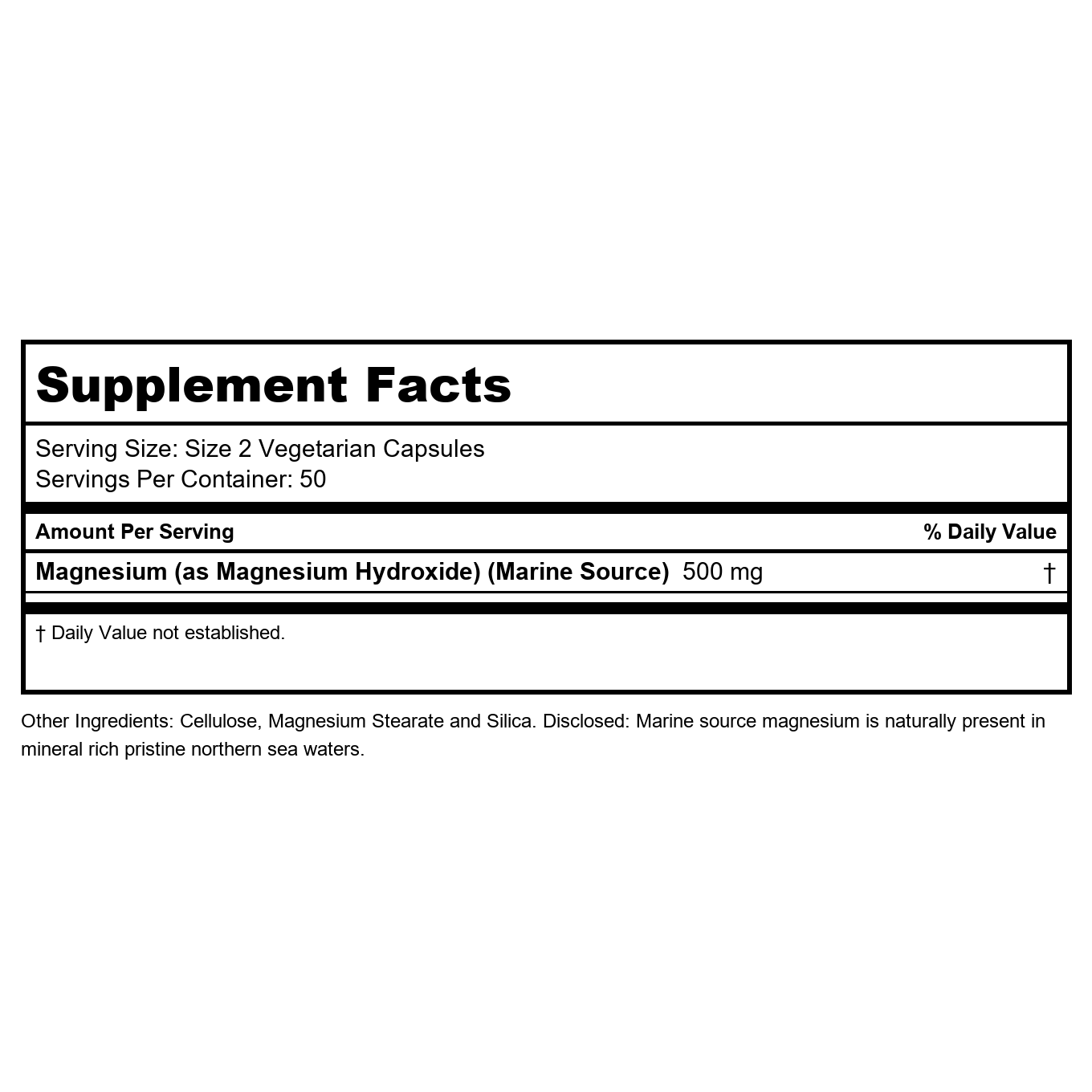 Nature's Life Magnésium Marin 500 mg 100 Gélules