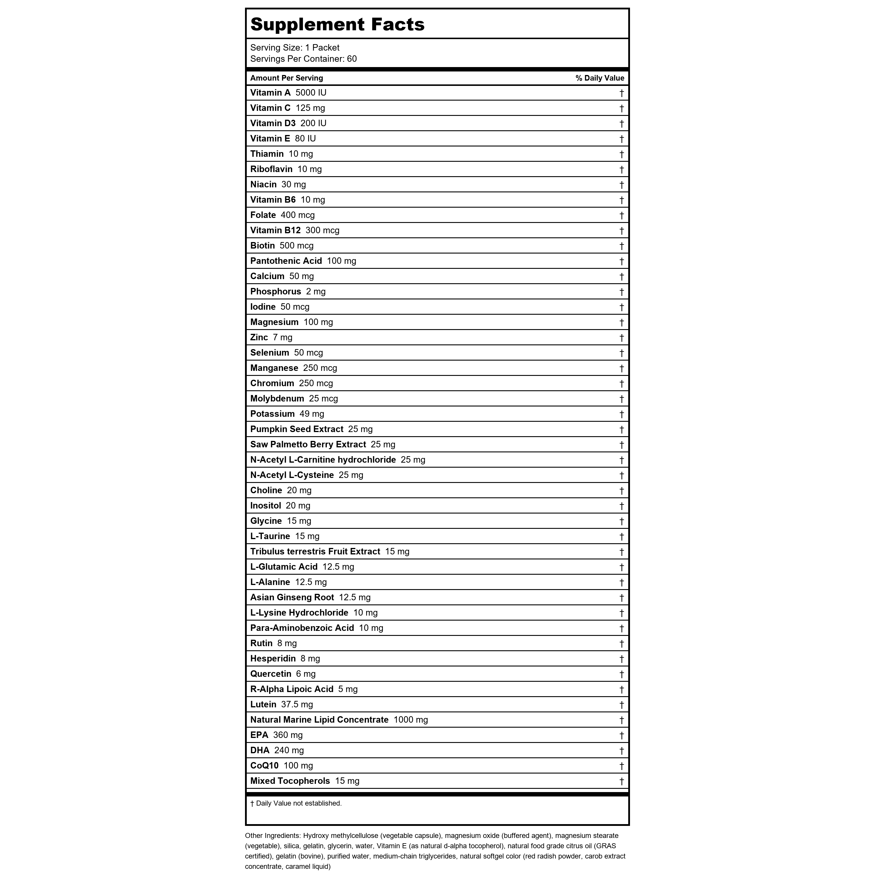 NuMedica Foundation Essentials pour hommes, 60 sachets