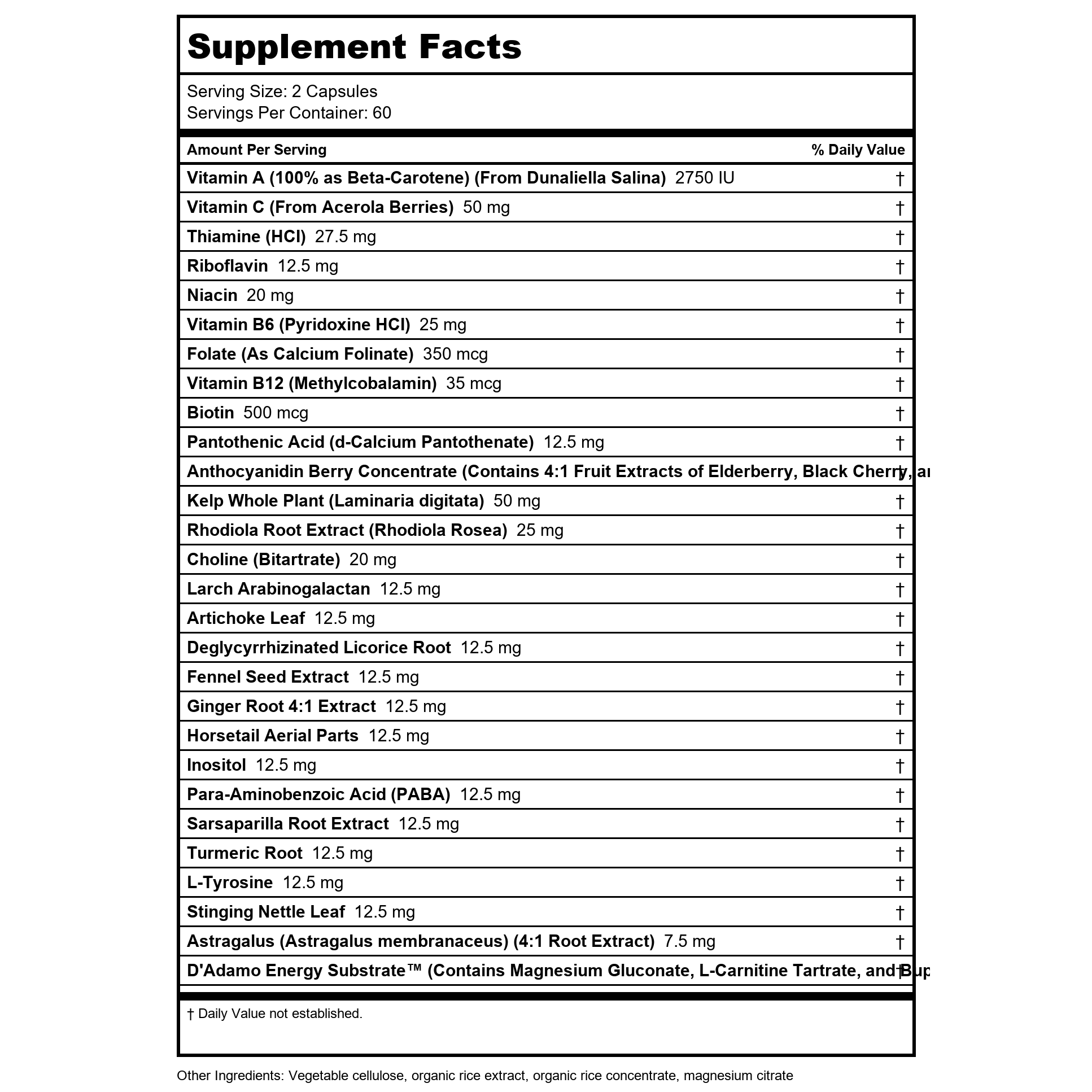 D'Adamo Polyvite Type AB 120 Capsules