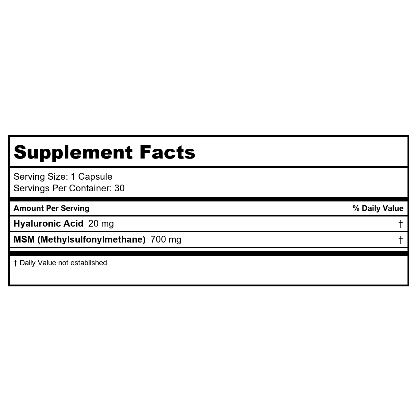 Thompson - Acide Hyaluronique MSM - 30 Gélules