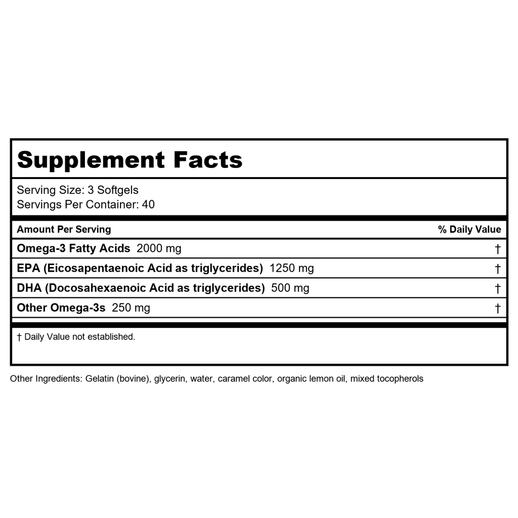 Puori - O3 Huile de Poisson Oméga-3 Ultra Pure 2000 mg - 120 Gélules