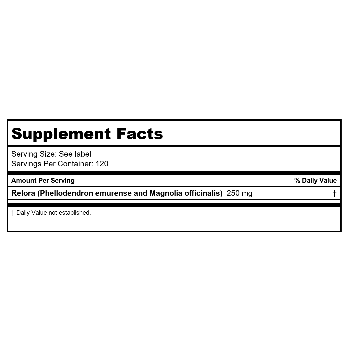 Lifetime Relora 250mg 120 Vcaps