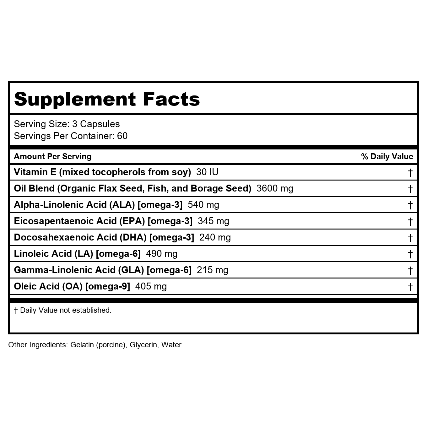 Nature's Life The Total EFA 1200mg Omega 3-6-9 180 Softgels PN