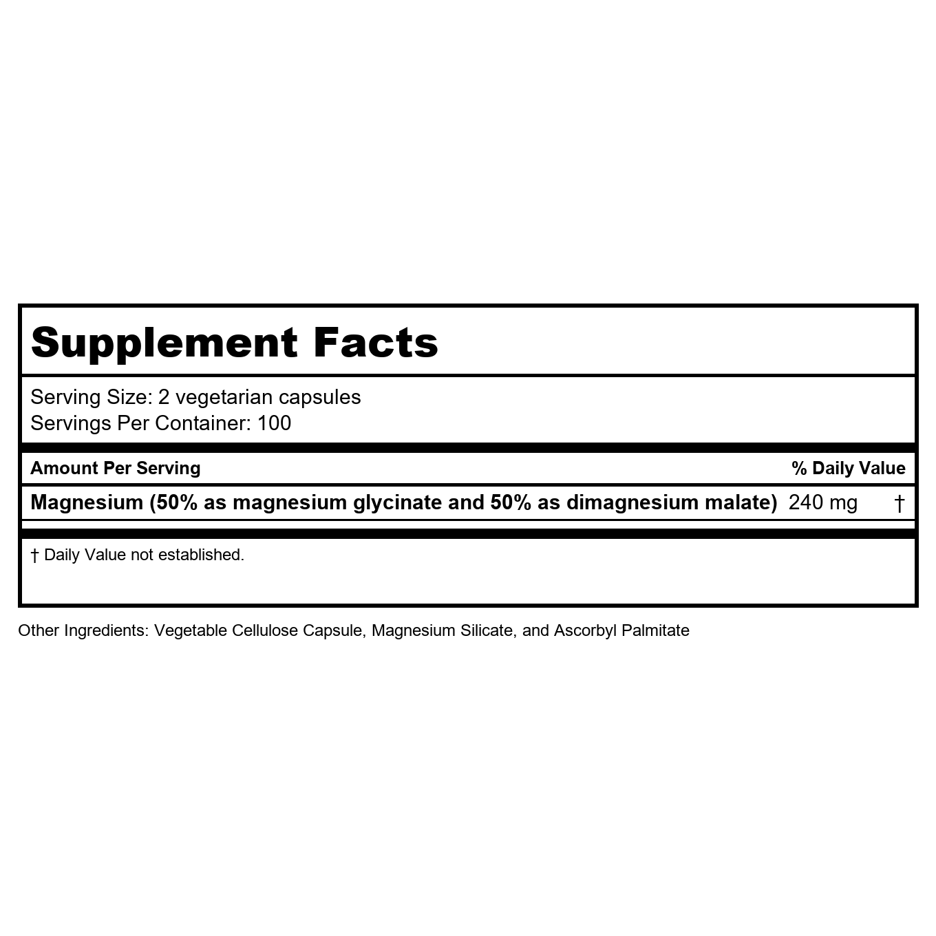Vital Nutrients Glycinate/Malate de Magnésium 200 gélules végétales