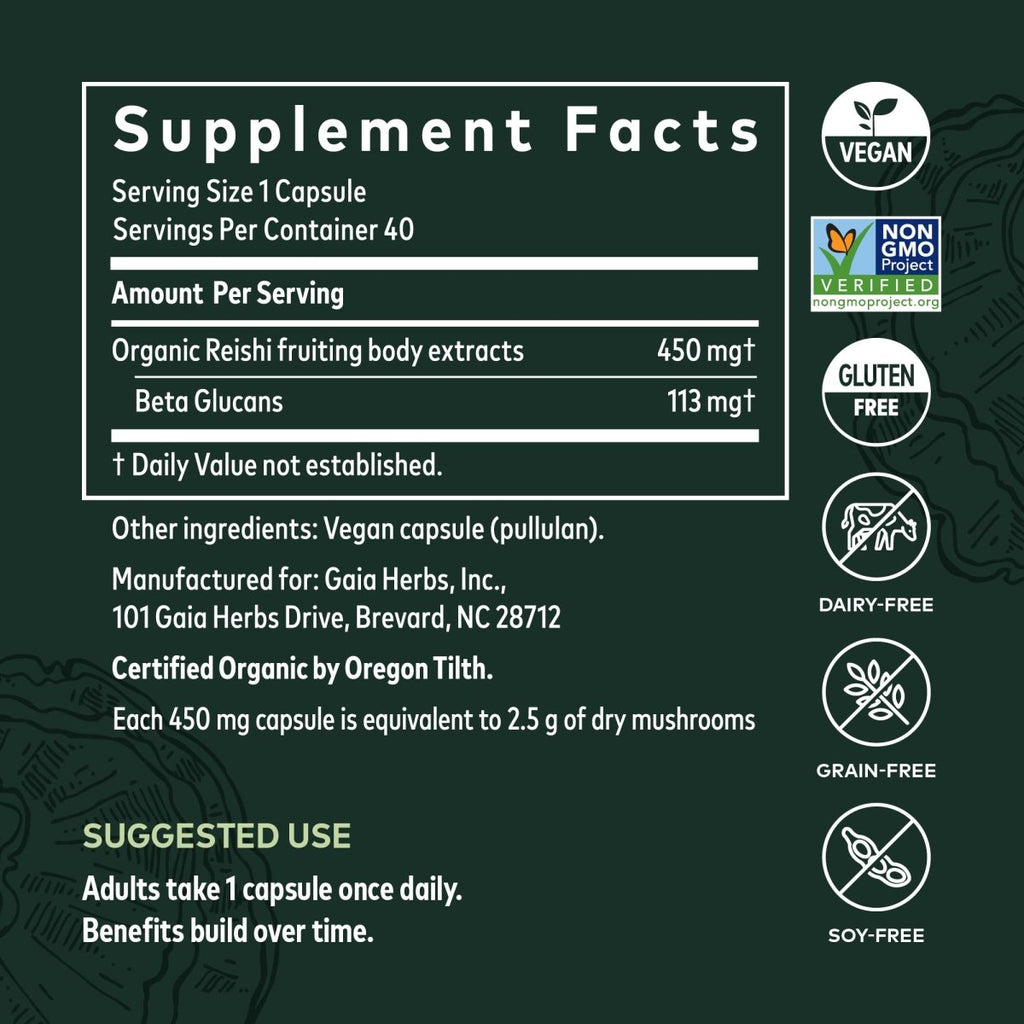 Gaia Reishi Mushroom 40 gélules végétales
