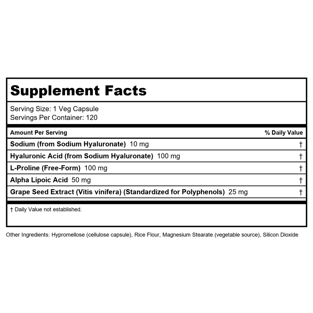 Now Foods Acide hyaluronique Double Concentration 100 mg 120 Vcaps - 3151 - Lot de 2
