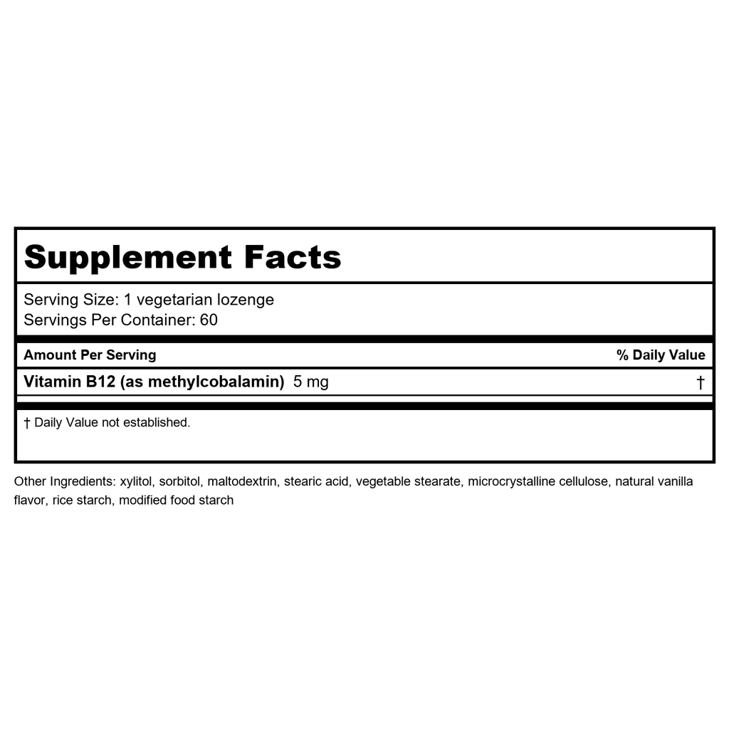Life Extension Vitamine B12 Méthylcobalamine 5 mg Vanille 60 Pastilles