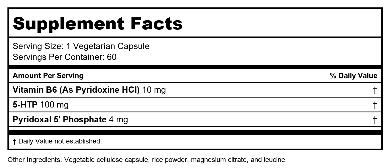 Vital Nutrients 5-HTP 100mg 60 gélules végétales