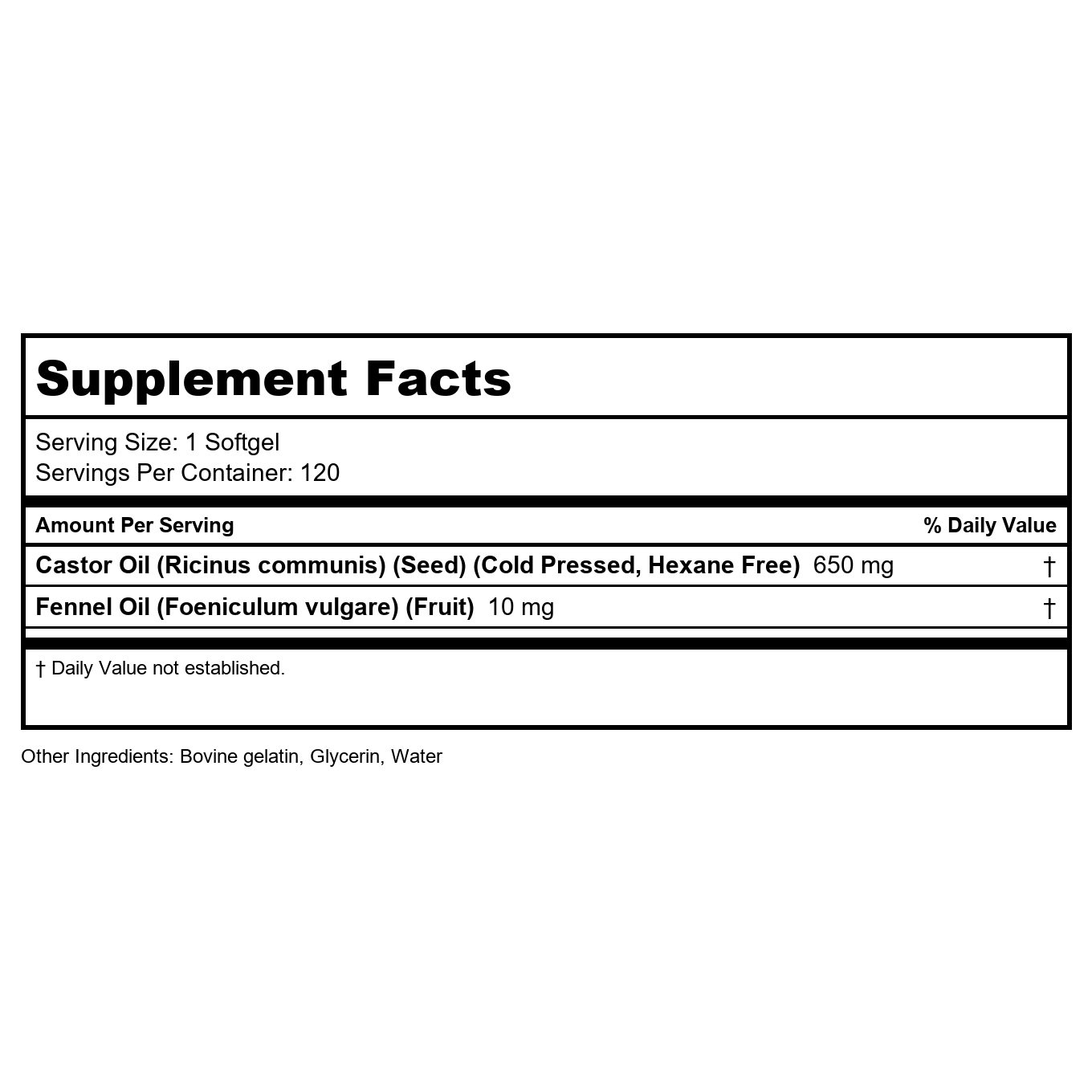 Now Foods Huile de Ricin 650 mg 120 gél