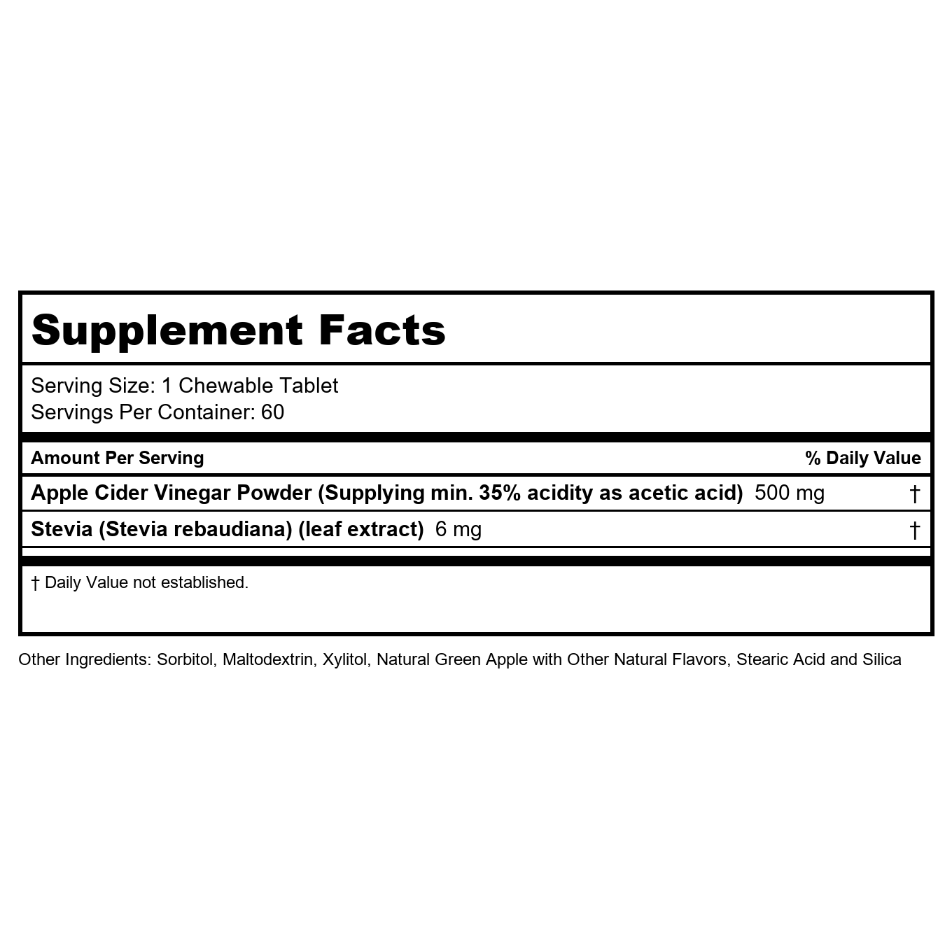 KAL Chewable Tablets, Apple Cider Vinegar, 500 mg, 60 Count